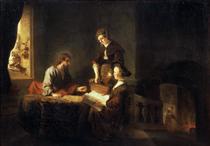 'Christ in the House of Martha and Mary', 17th century. Artist: School of Rembrandt van Rijn