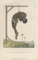 A slave hung from a gallows