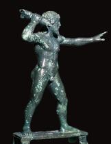 Greek bronze of Zeus with a thunderbolt.