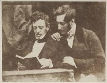 P. S. Fraser Esq. and Dr. Burt. An intimate and relaxed half-length portrait of the the two men, both reading the same book. John MacDonald Burt (1811-1868) looks over and rests his hand on the left s