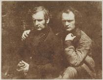 Thomas Duncan R.S.A. and his brother James. Half-length seated portrait of the two brothers, James looking down and to the left, his hands clasped in front of him, his brother Thomas (1807-1845) looki