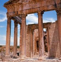 The ruins of Dougga, a small Roman town in North Africa which flourished in the 2nd-3rd centuries AD.