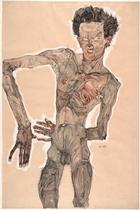 Nude Self-Portrait, Grimacing, 1910. Artist: Schiele, Egon (1890?1918)