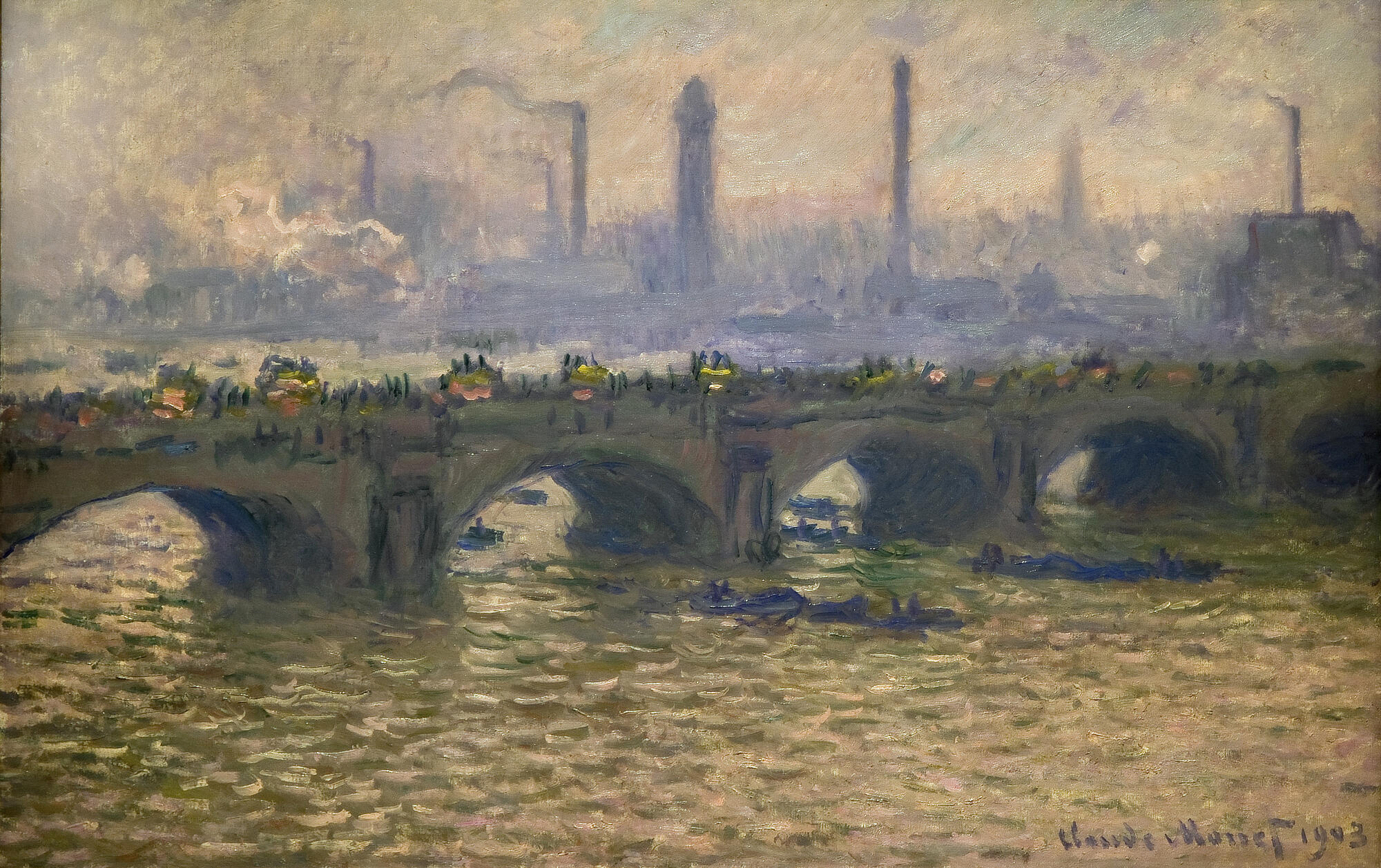 Waterloo Bridge, London, Cloudy Sky. 1903.