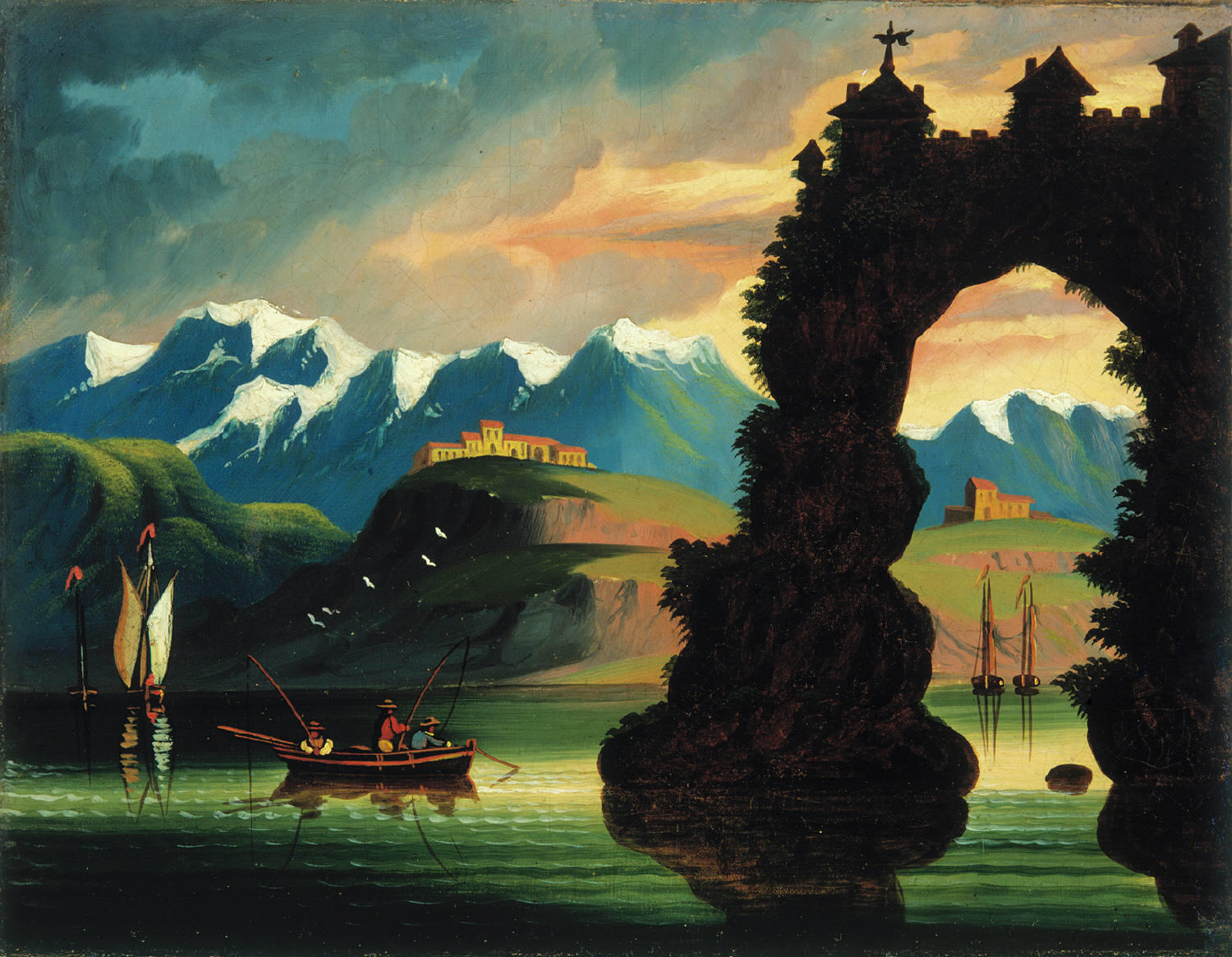 (attributed to): Landscape, mid 19th century. Oil on canvas, 14 x 18 in. (35.5 x 45.7 cm). Gift of Herbert Waide Hemphill, Jr. and museum purchase made possible by Ralph Cross Johnson (1986.65.106).