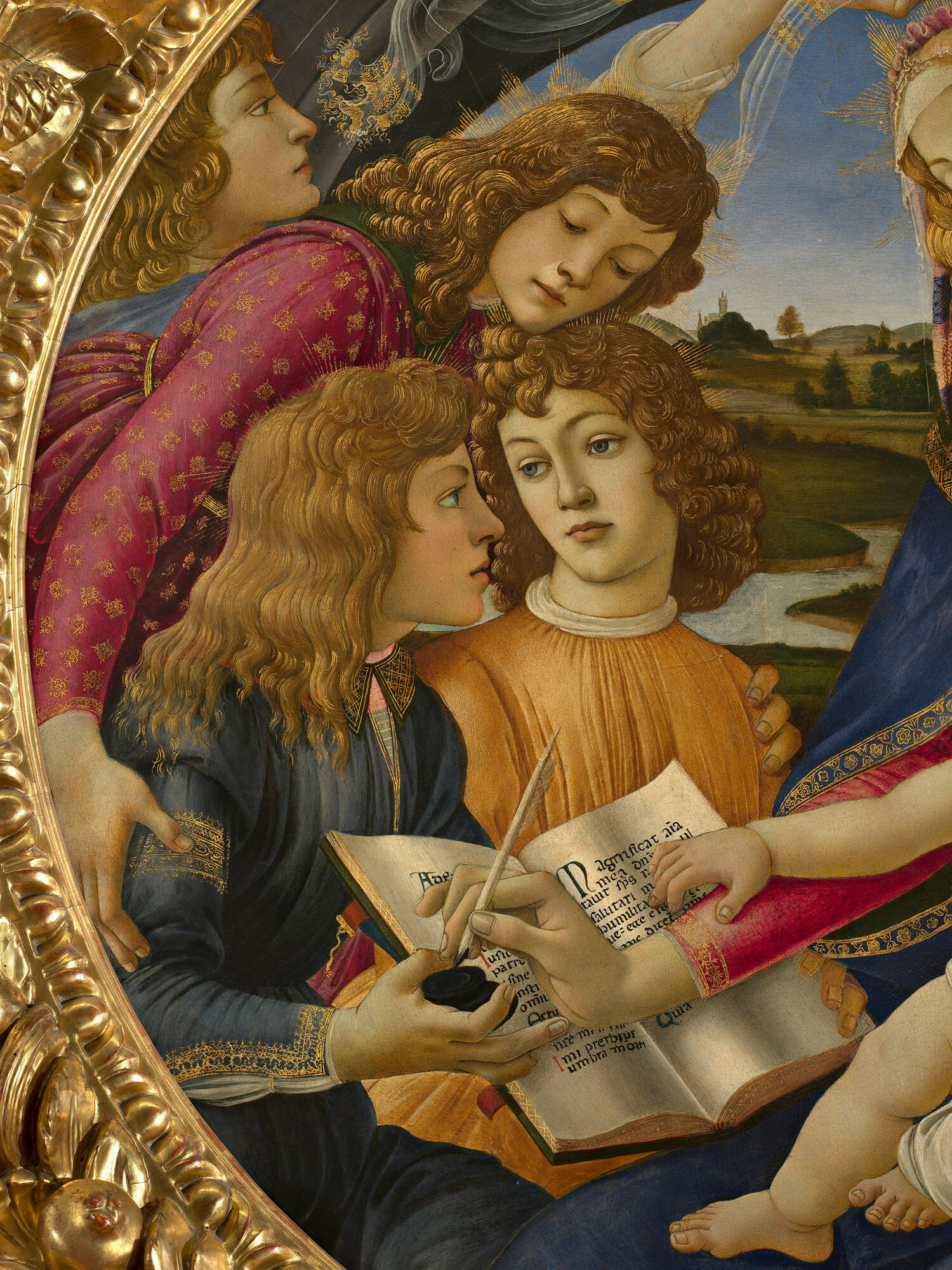 Madonna del Magnificat (Madonna of the Magnificat), detail. Tempera and oil on wood panel, diam. cm. 118. Inv. 1890: no. 1609. Last restoration: 1999.