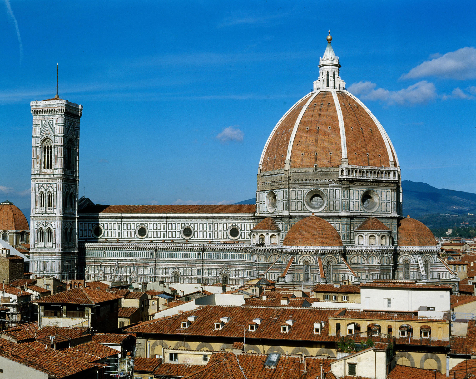 View of Florence with the  campanile and dome.
