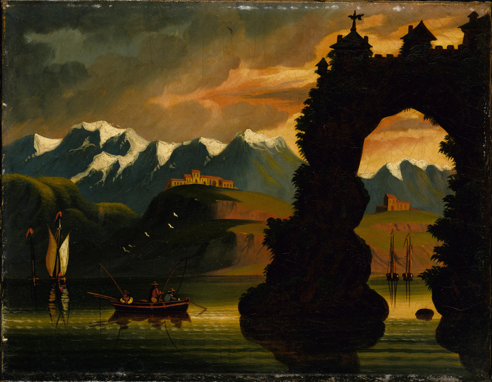 (attributed to): Landscape, mid 19th century. Oil on canvas, 14 x 18 in. (35.5 x 45.7 cm). Gift of Herbert Waide Hemphill, Jr. and museum purchase made possible by Ralph Cross Johnson (1986.65.106).