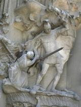 ARTE S. XIX. MODERNISMO. GAUDI, Antoni (Reus, 1852-Barcelona, 1926). "LA MATANZA DE LOS INOCENTES". Esculturas que se encuentran en el PORTAL DEL NACIMIENTO (1901) del TEMPLO EXPIATORIO DE LA SAGRADA 
