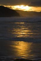 Sunset in  Barinatxe or Salvaje beach. Biscay province. Basque Country.