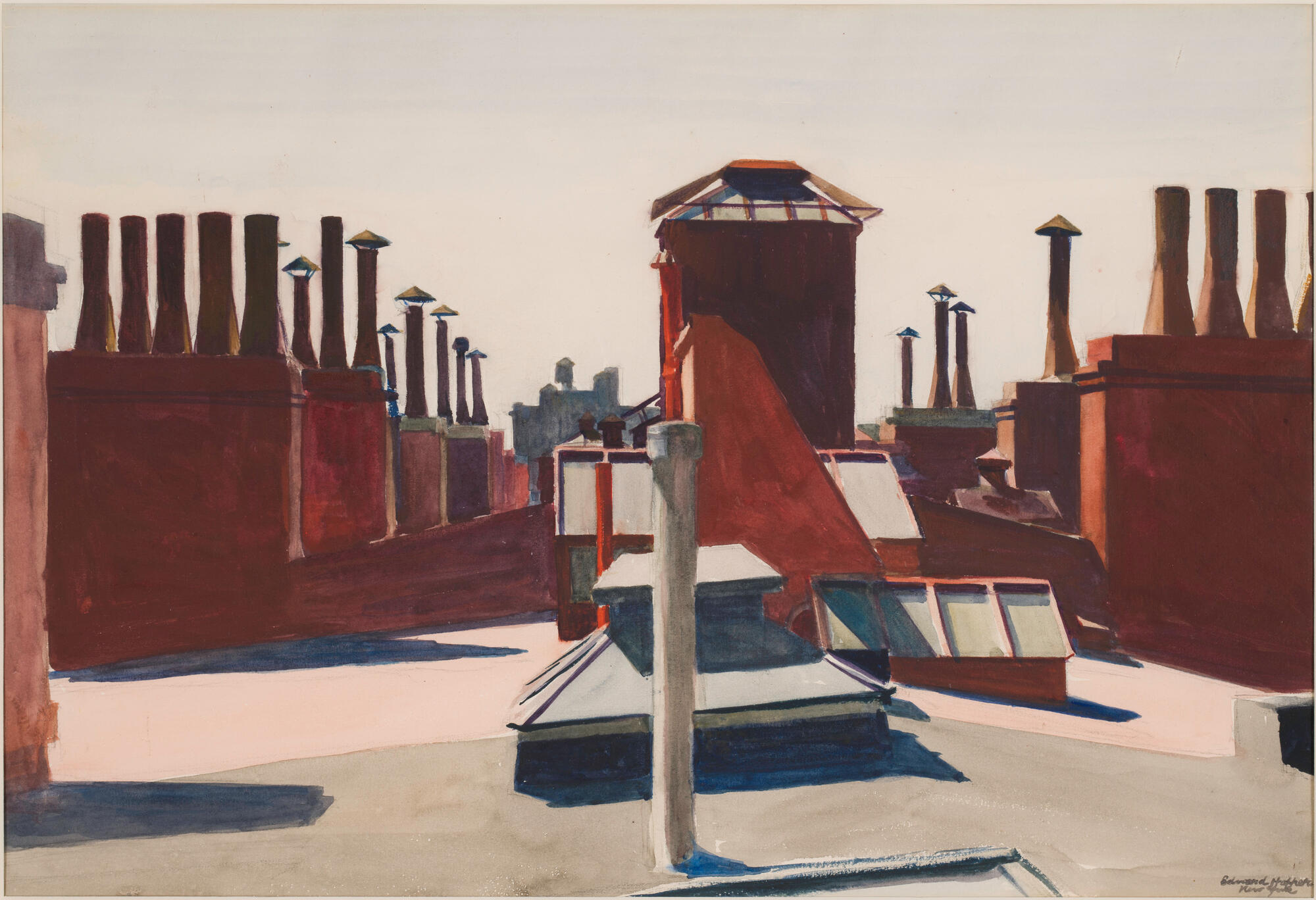 Roofs, Washington Square, 1926, watercolor over charcoal on paper, image: 13 1/8 x 19 7/16 in. (33.3 x 49.4 cm); Bequest of Mr. and Mrs. James H. Beal, 93.189.36.